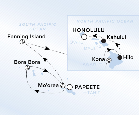 Papeete, Tahiti / Honolulu, Oahu, Hawaii
